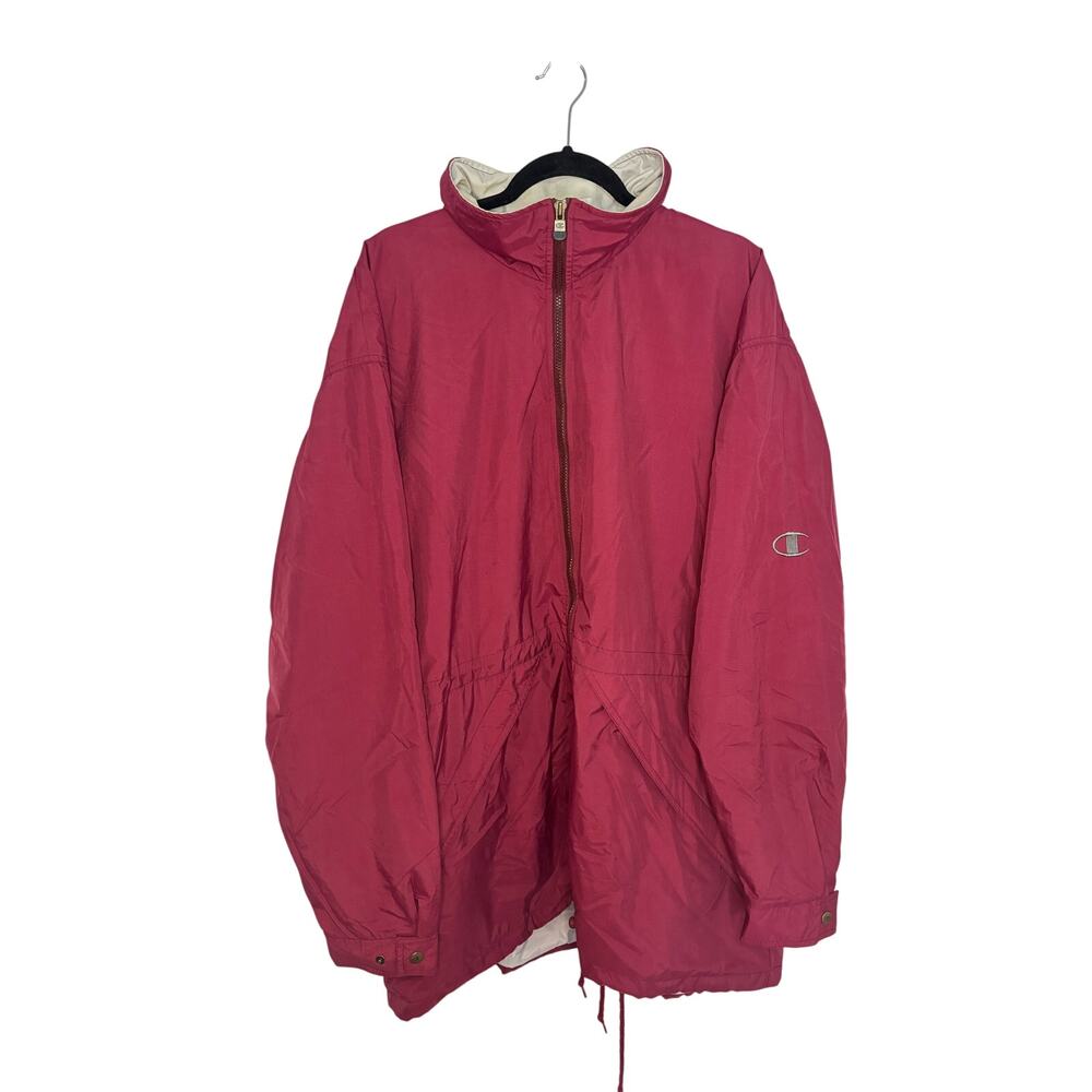 Vintage Champion Red Full-Zip Hooded Windbreaker Jacket Men’s XL